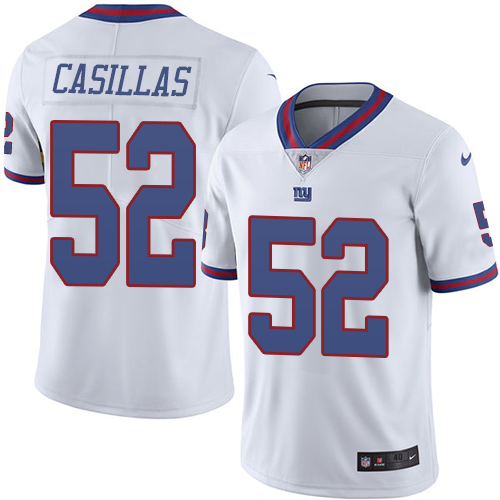 Men's Elite Jonathan Casillas Nike Jersey White - #52 Rush NFL New York Giants
